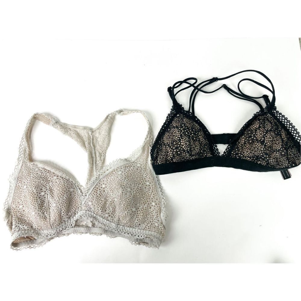 Victoria’s Secret Lace and‎ Strappy Bralette Bundle White and Black